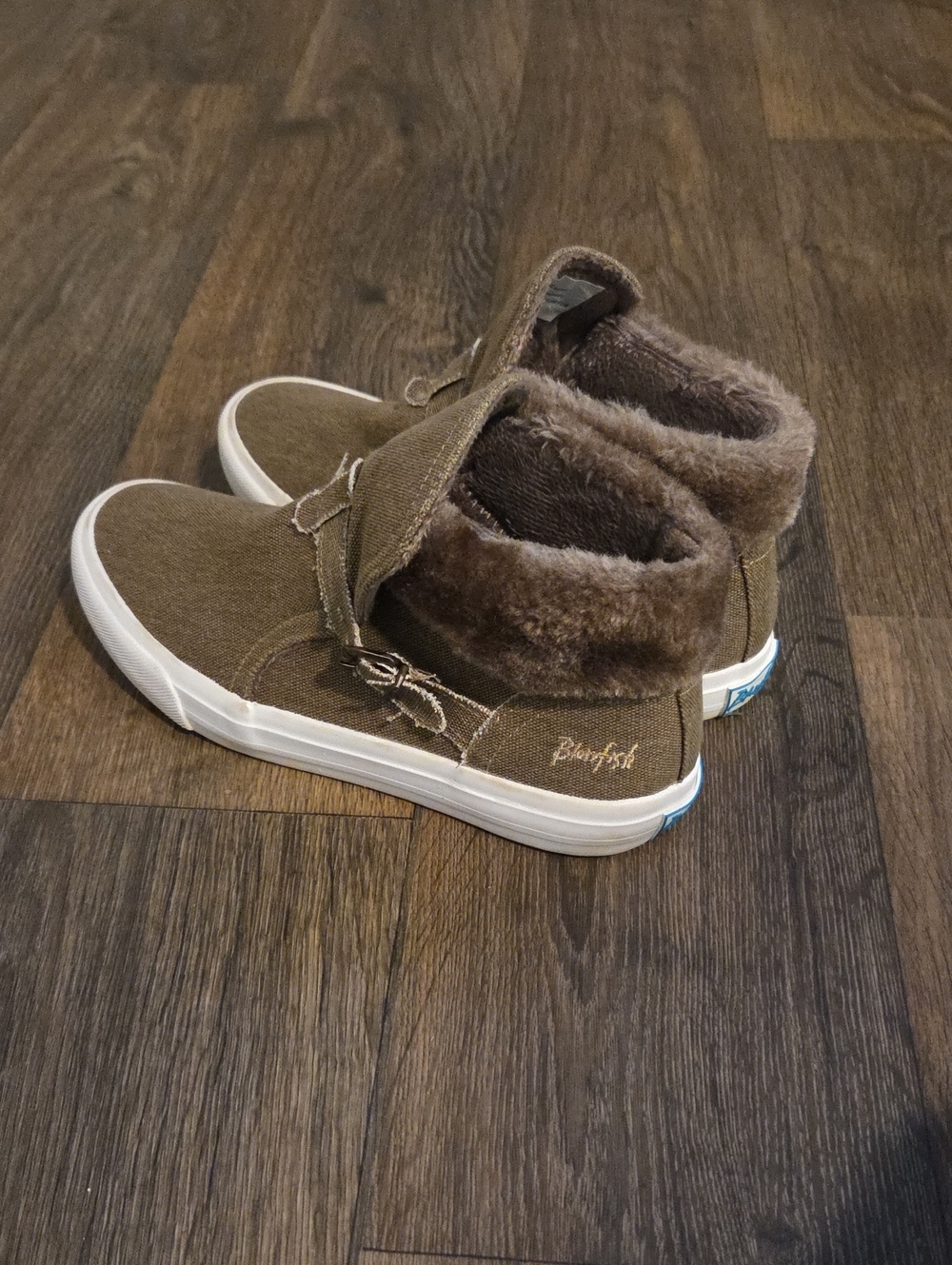 Blowfish Women Brown Faux-Fur High Top Slip-On Sneakers Size 8.5